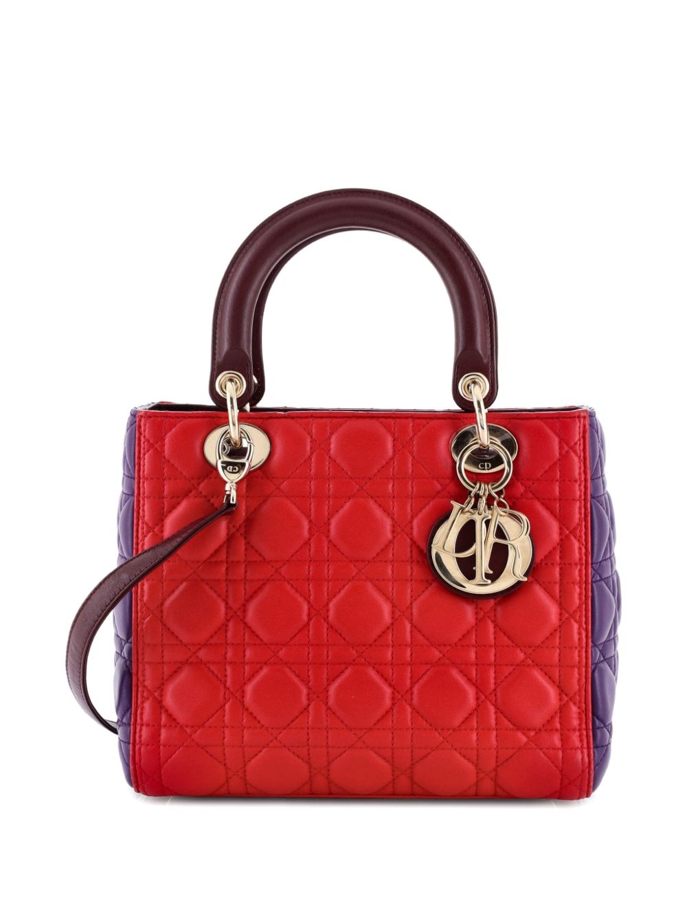 Tricolor Lady Dior Bag Cannage Quilt Lambskin Medium satchel