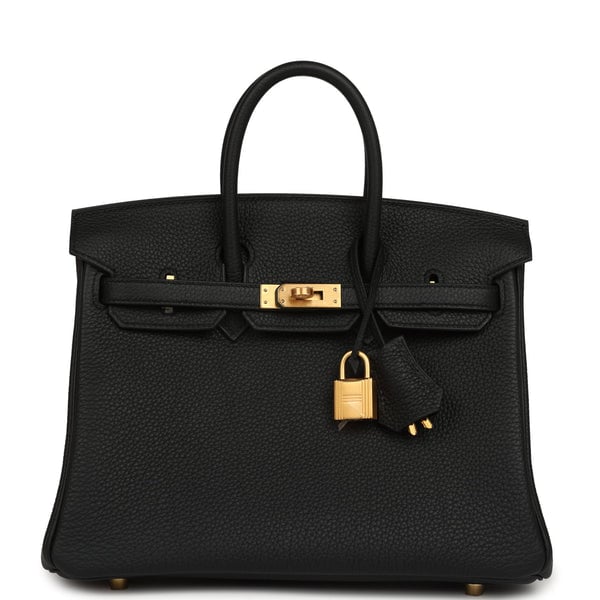 Hermes Birkin 25 Black Togo Brushed Gold Hardware