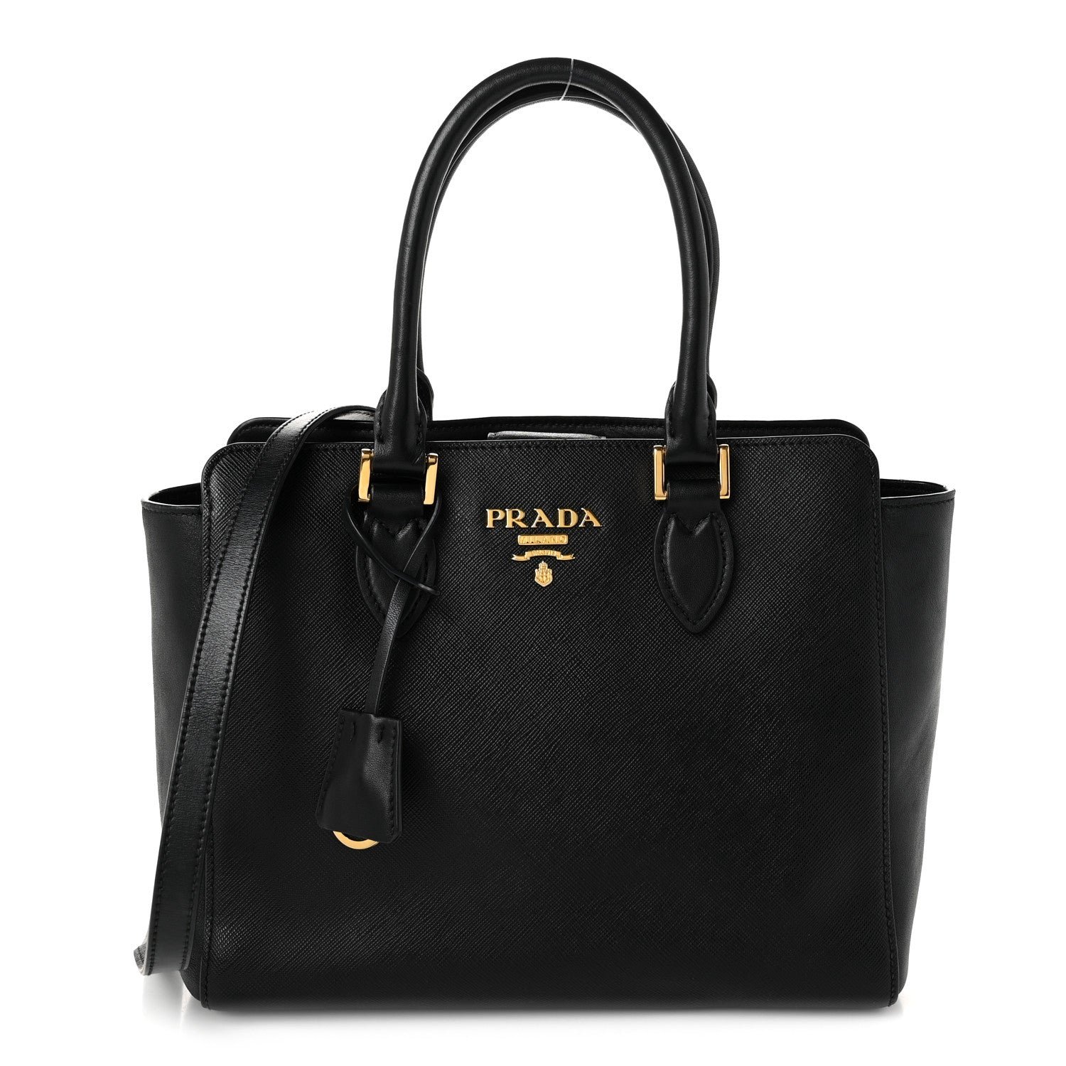 Prada Saffiano Soft Calfskin Small Zippered Tote Black