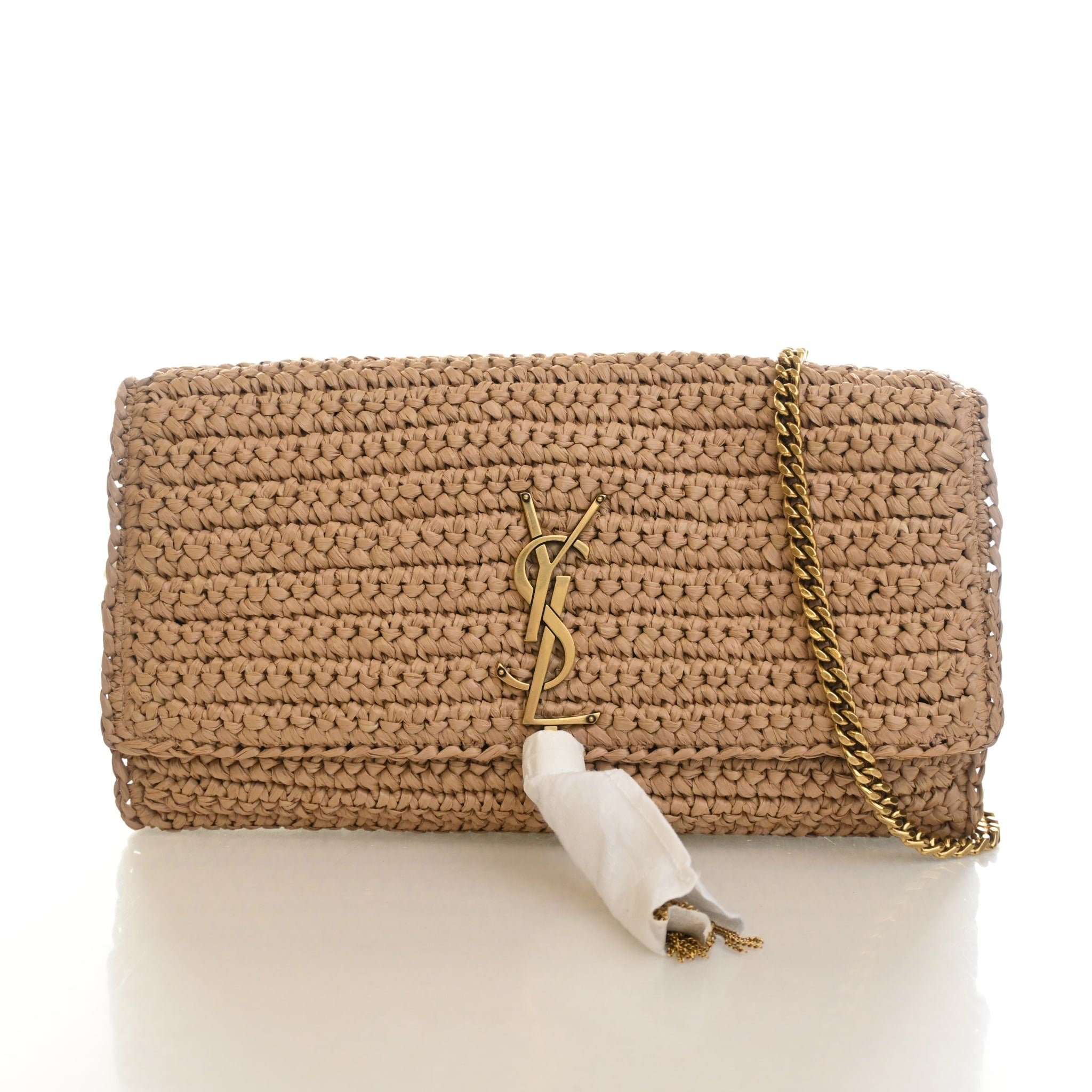 Saint Laurent Raffia Kate Tassle Bag