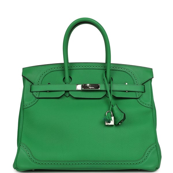 Hermes Pre-owned Hermes Birkin Ghillies 30 Bambou Togo, Swift Palladium Hardware