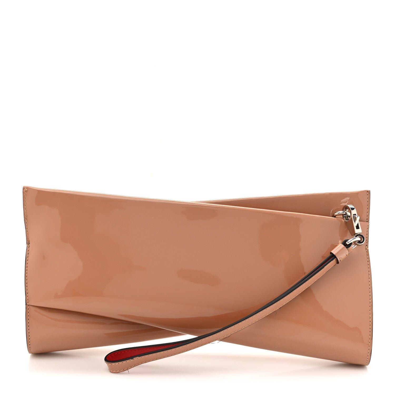 Christian Louboutin Patent Loubi Twist Zip Clutch Bag Nude