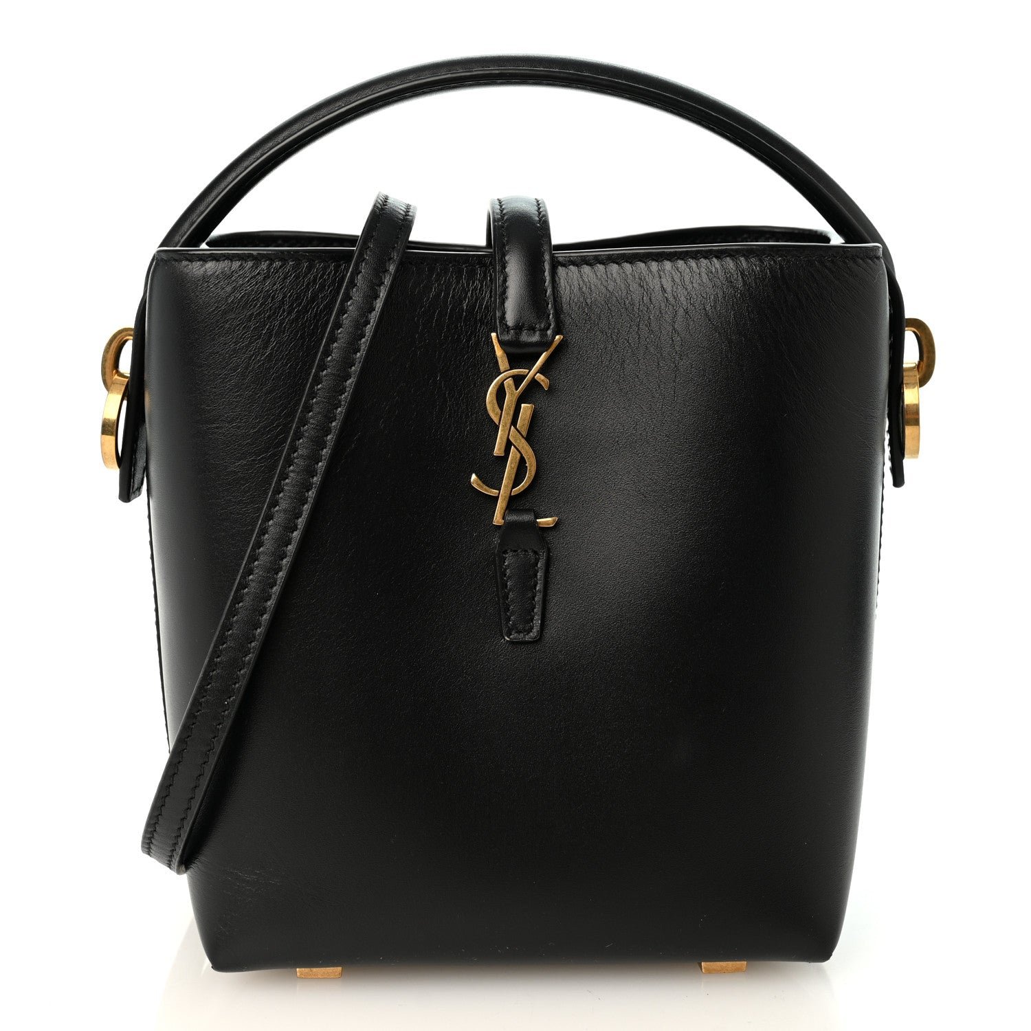 Saint Laurent Shiny Calfskin Le 37 Mini Bucket Bag Black