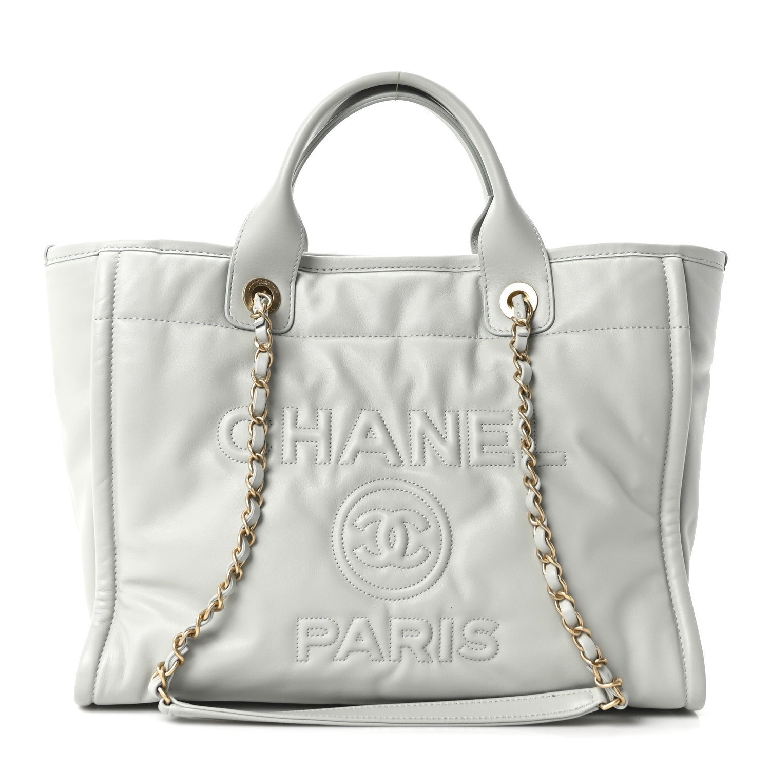 Chanel Calfskin Small Deauville Tote Light Grey
