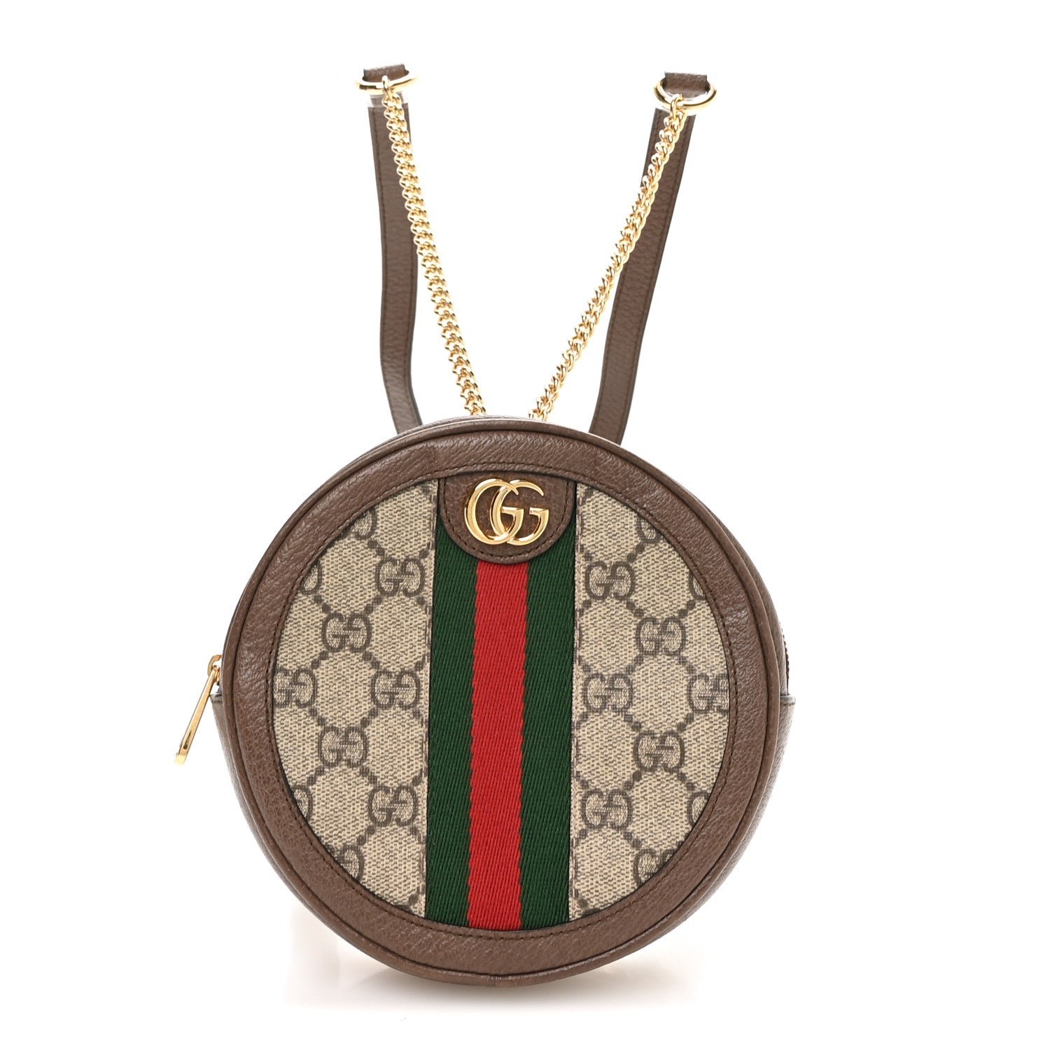 Gucci GG Supreme Monogram Web Mini Ophidia Round Backpack Brown