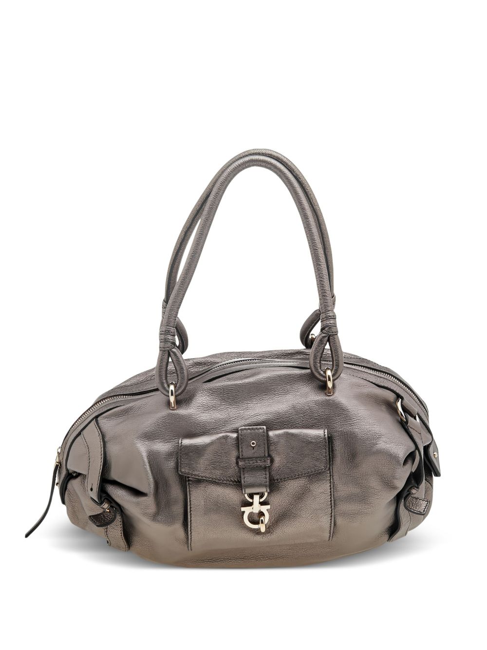 metallic leather shoulder bag