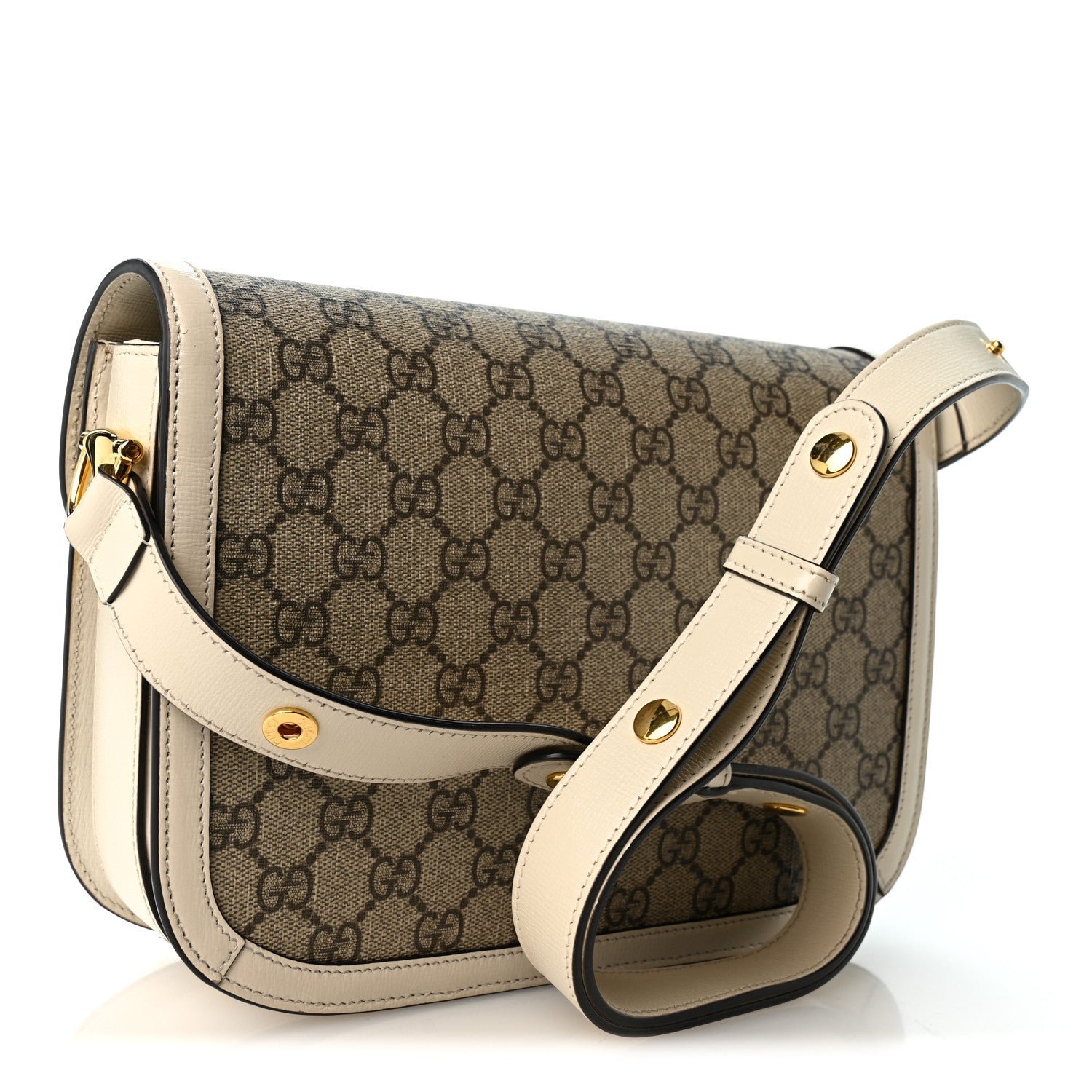 Gucci GG Supreme Monogram Horsebit 1955 Shoulder Bag Beige Mystic White