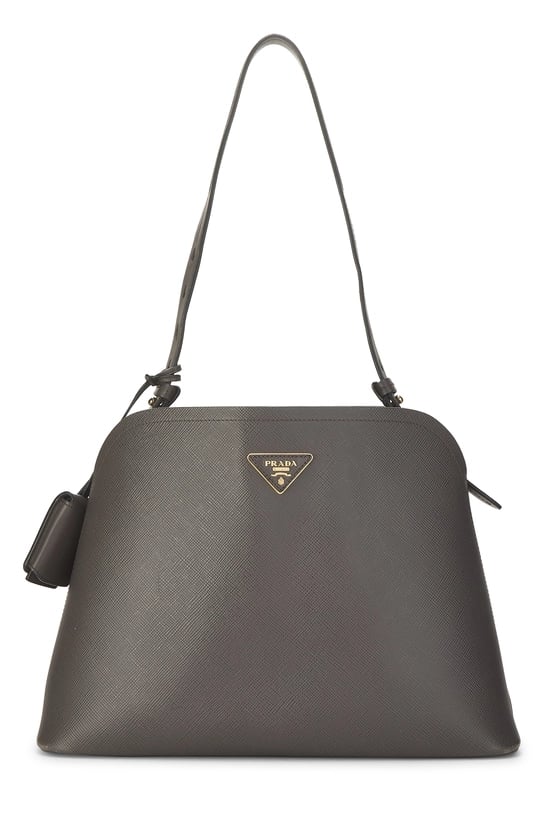 Grey Saffiano Matinee Shoulder Bag
