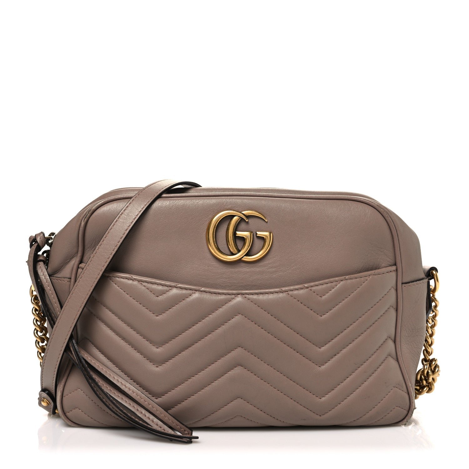 Gucci Calfskin Matelasse Medium GG Marmont Chain Shoulder Bag Porcelain Rose
