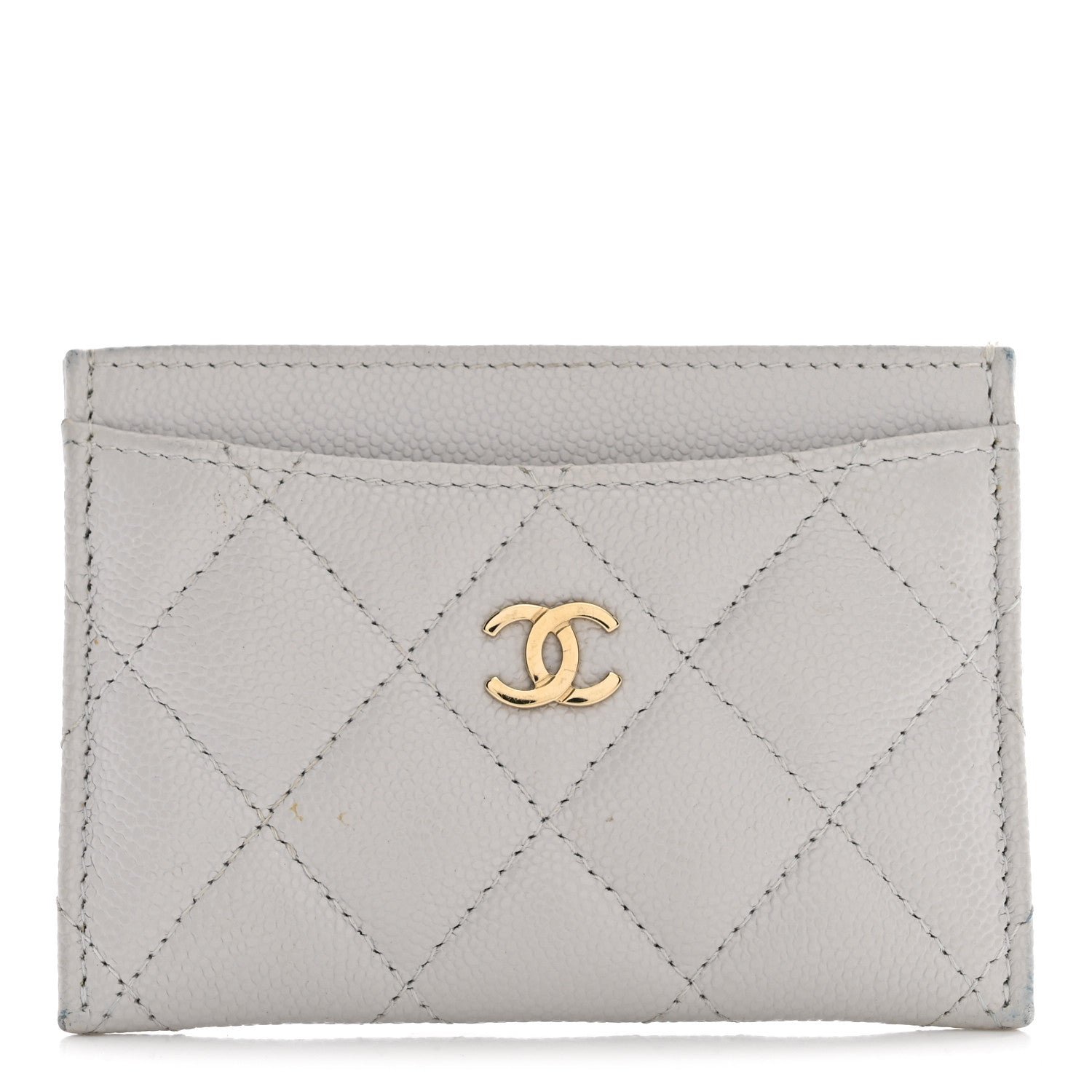 Chanel Caviar Quilted Card Holder Grey