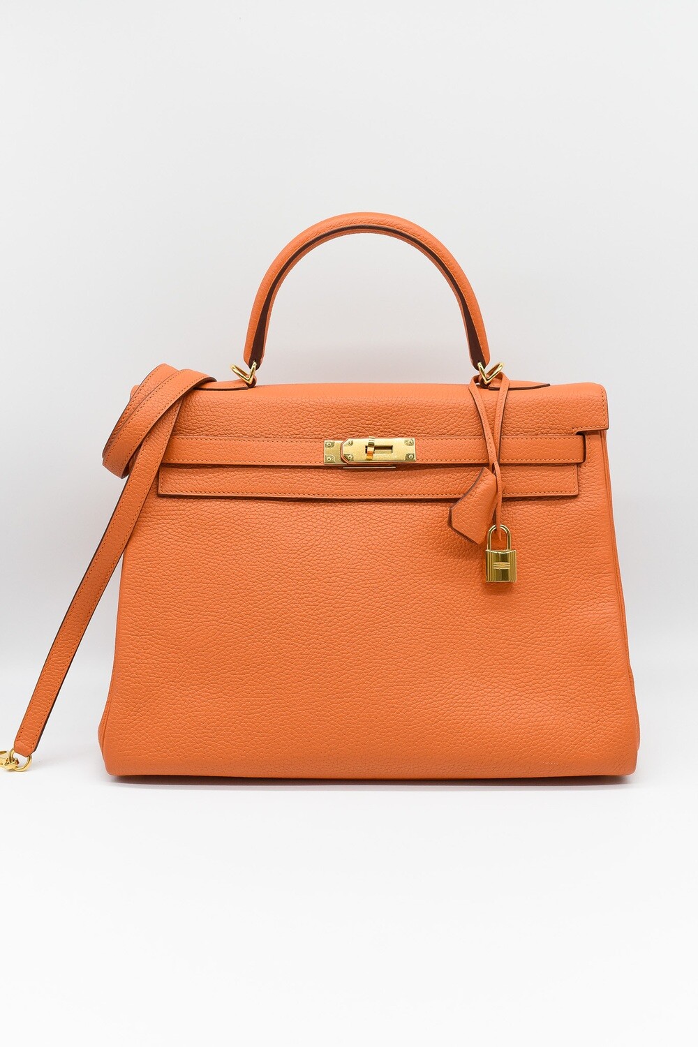Hermes Hermes Kelly 35, Orange Togo Leather with Gold Hardware, Preowned in Box MA004