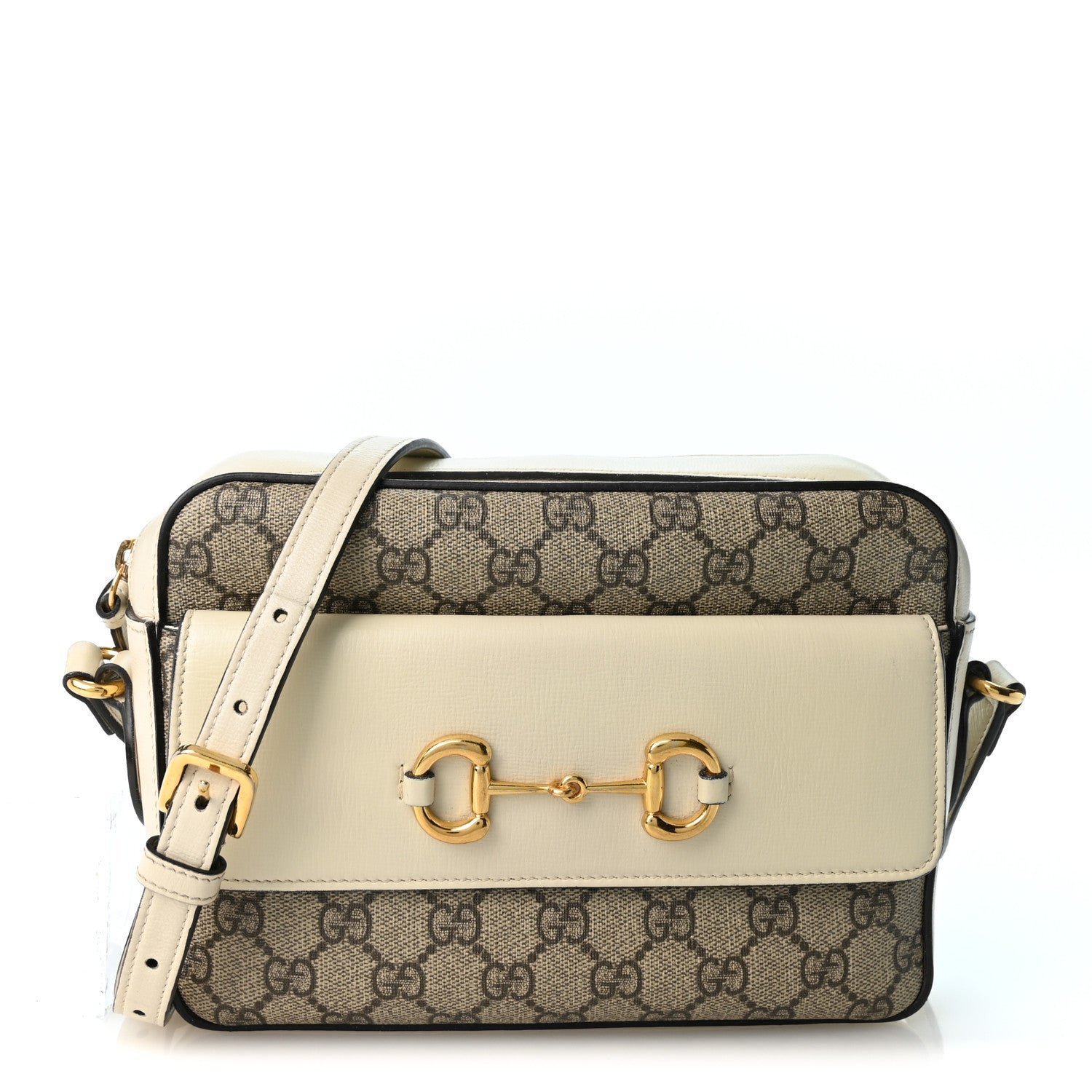 GG Supreme Monogram Small Horsebit 1955 Shoulder Bag Beige Mystic White
