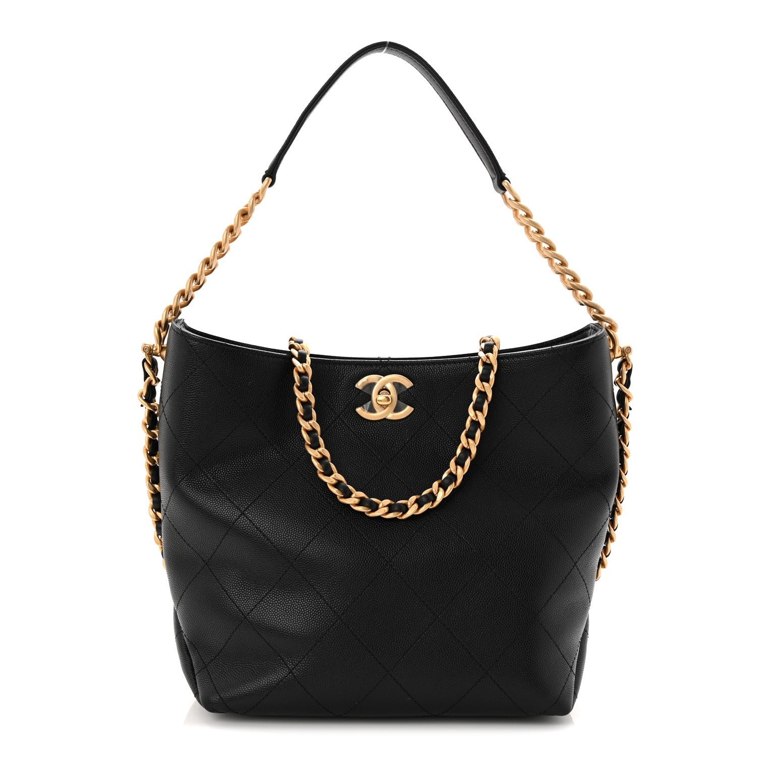 Chanel Caviar Quilted Hobo Black