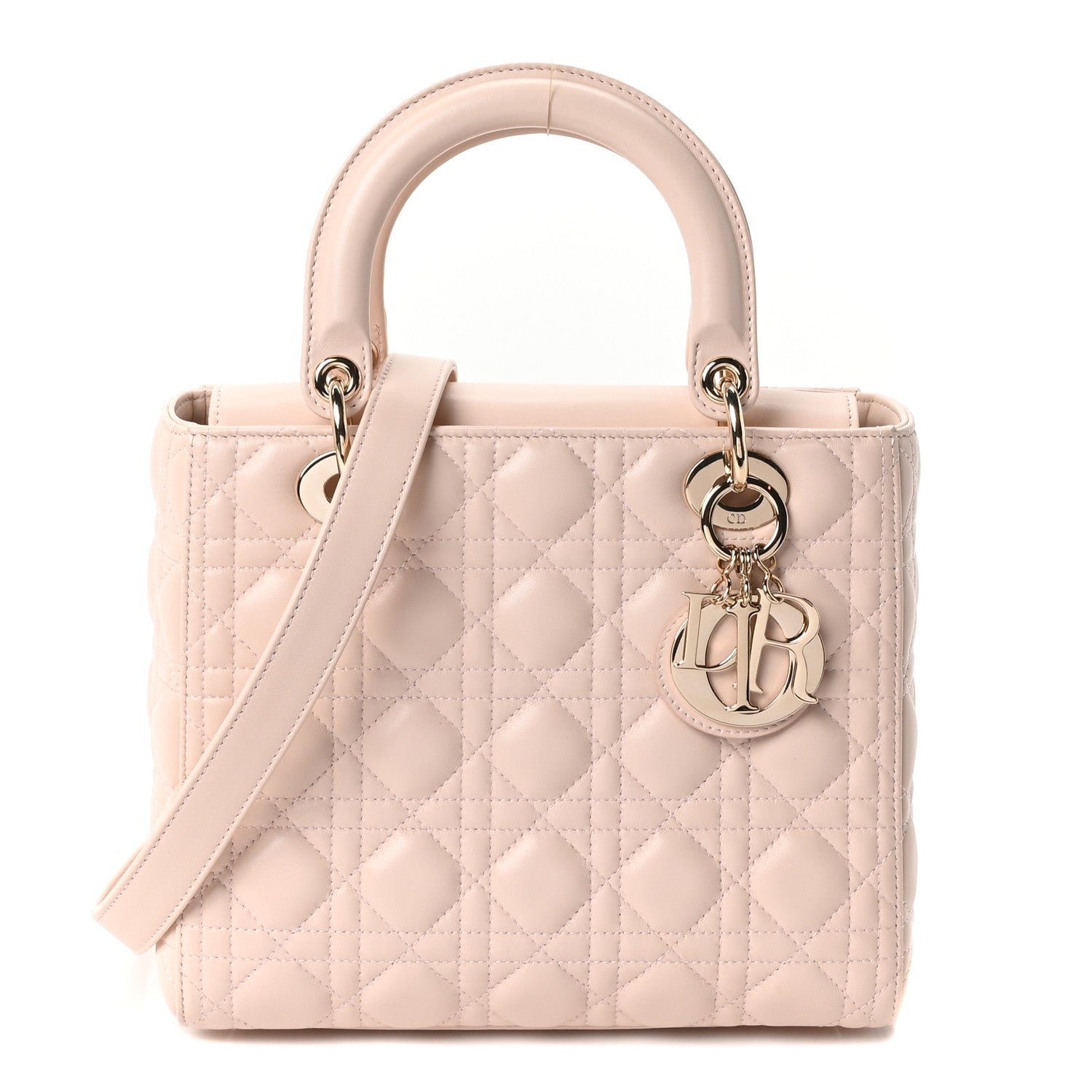Christian Dior Lambskin Cannage Medium Lady Dior Light Pink