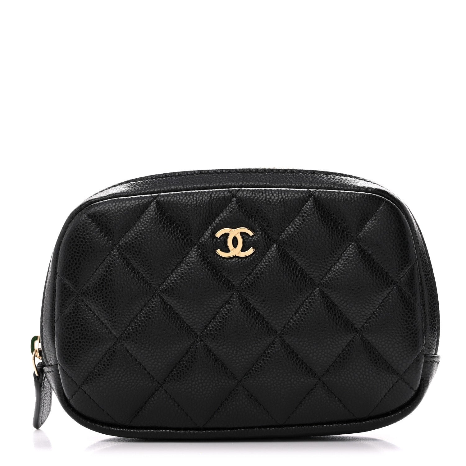 Chanel Caviar Quilted Small Curvy Pouch Cosmetic Case Black