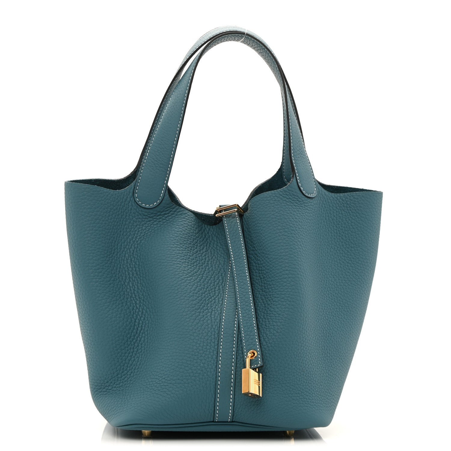 Hermes Taurillon Clemence Picotin Lock 22 MM New Bleu Jean