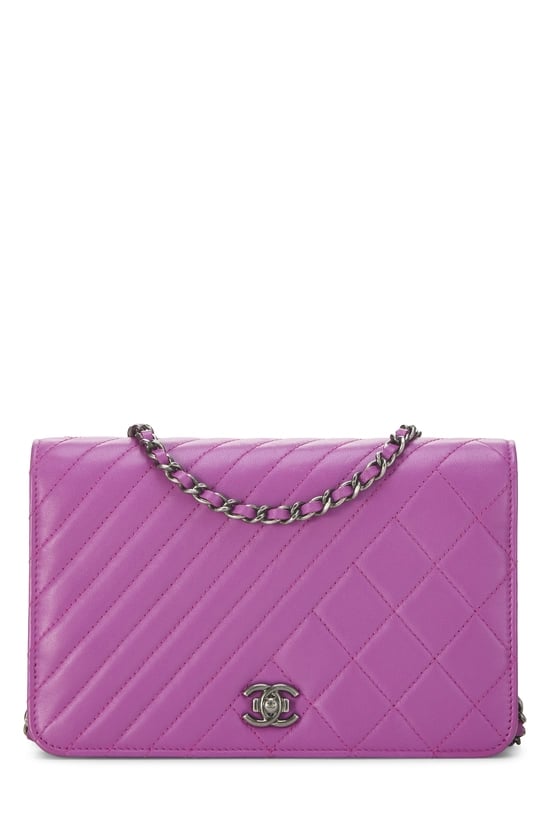 Purple Quilted Lambskin Coco Boy Wallet on Chain (WOC)