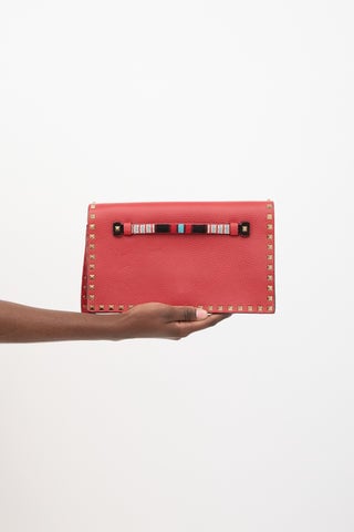 Valentino Leather Rockstud Wristlet Clutch