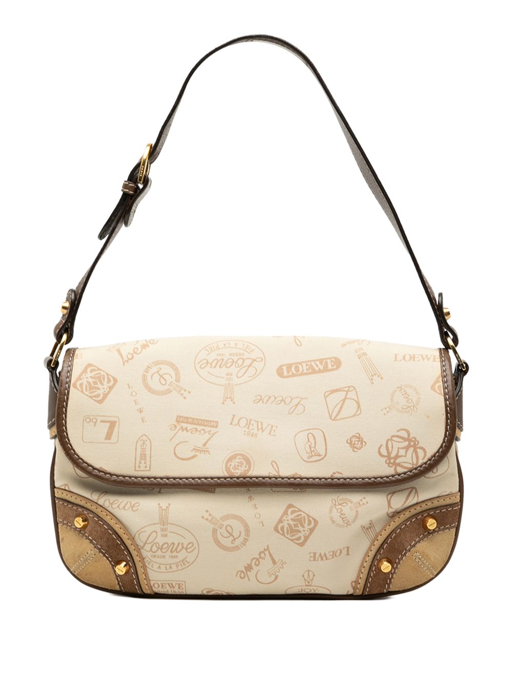 Loewe 2006 160th Anniversary Suede Trimmed Canvas Flap shoulder bag