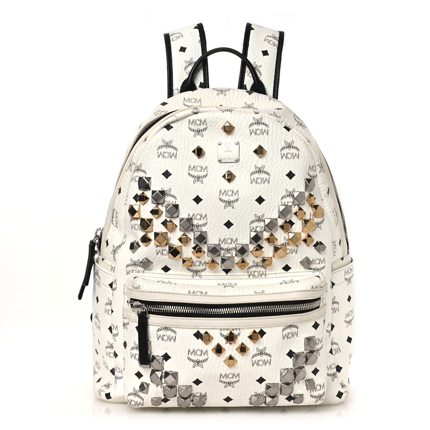 MCM MCM Visetos Studded Medium Stark M Backpack White