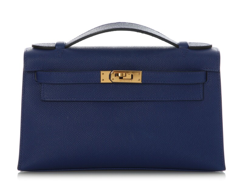 Bleu Electrique Epsom Kelly Pochette Gold Hardware, 2017