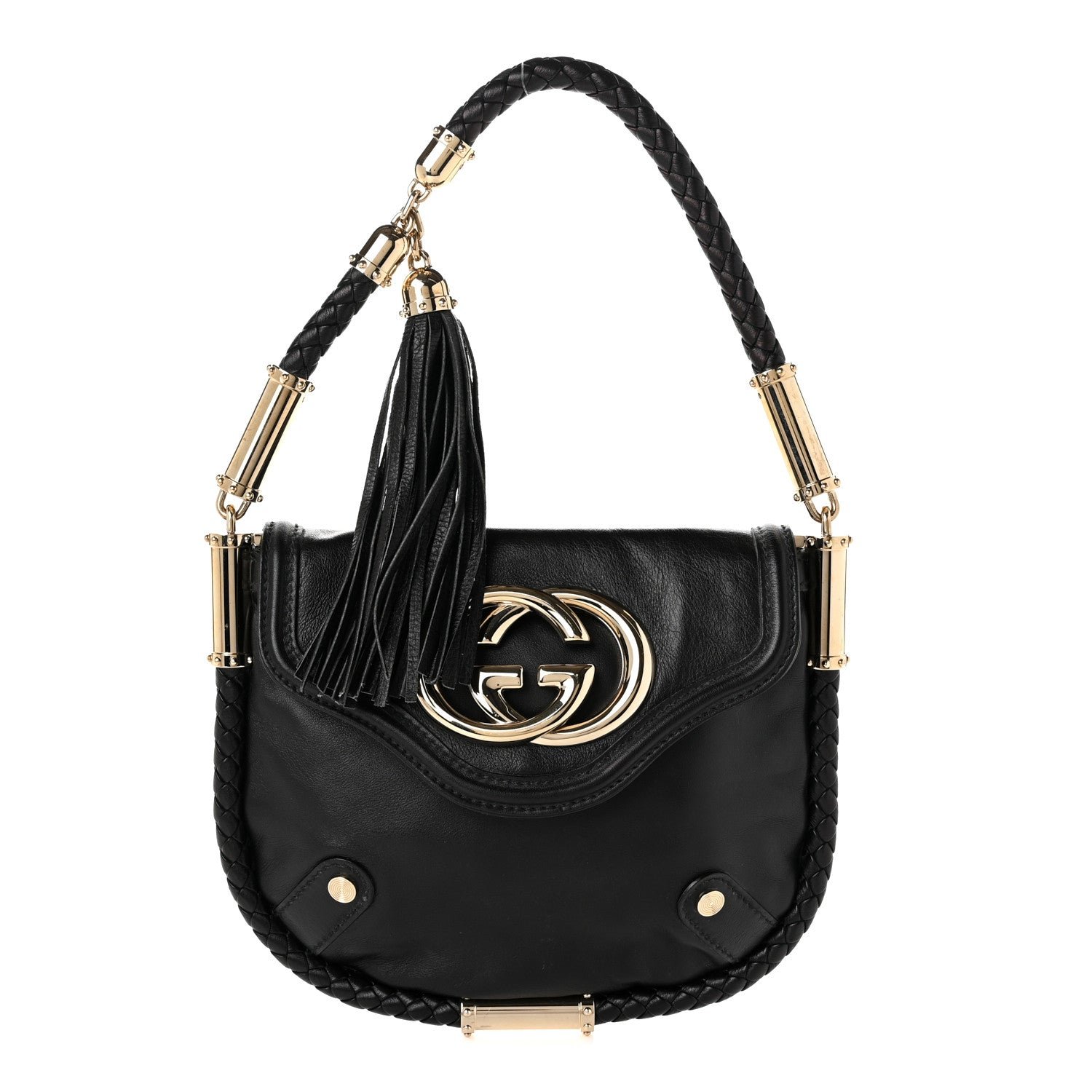 Gucci Calfskin Small Britt Tassel Shoulder Bag Black