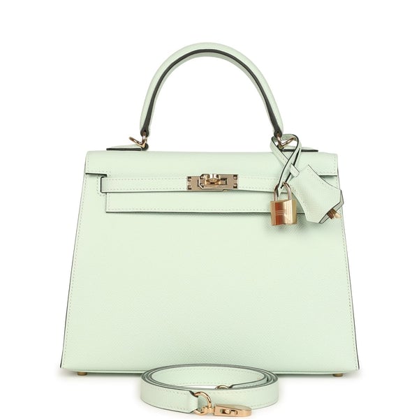 Hermes Hermes Kelly Sellier 25 Vert Peppermint Epsom Permabrass Hardware