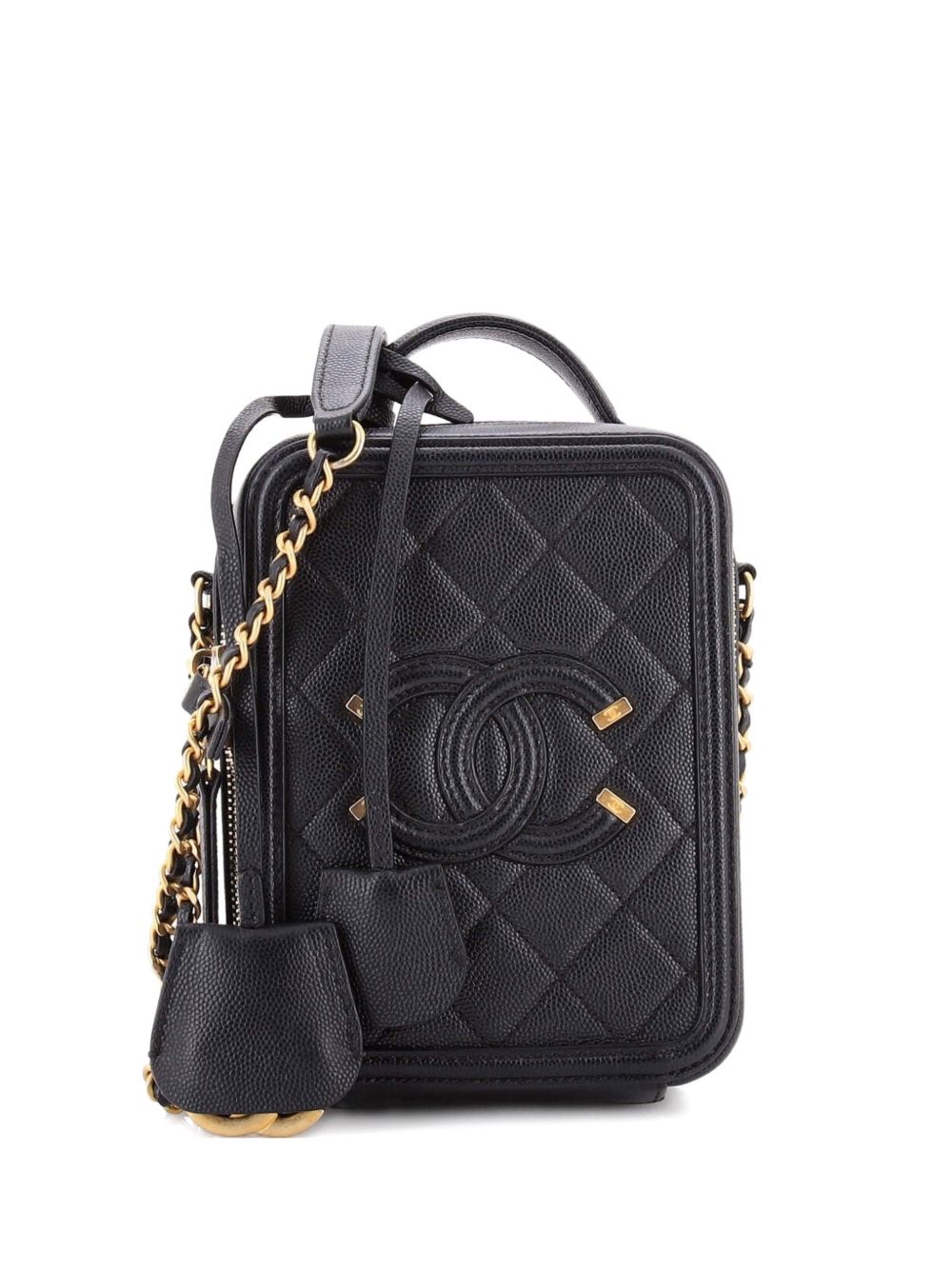 Filigree Vertical Vanity Case Quilted Caviar crossbody bag