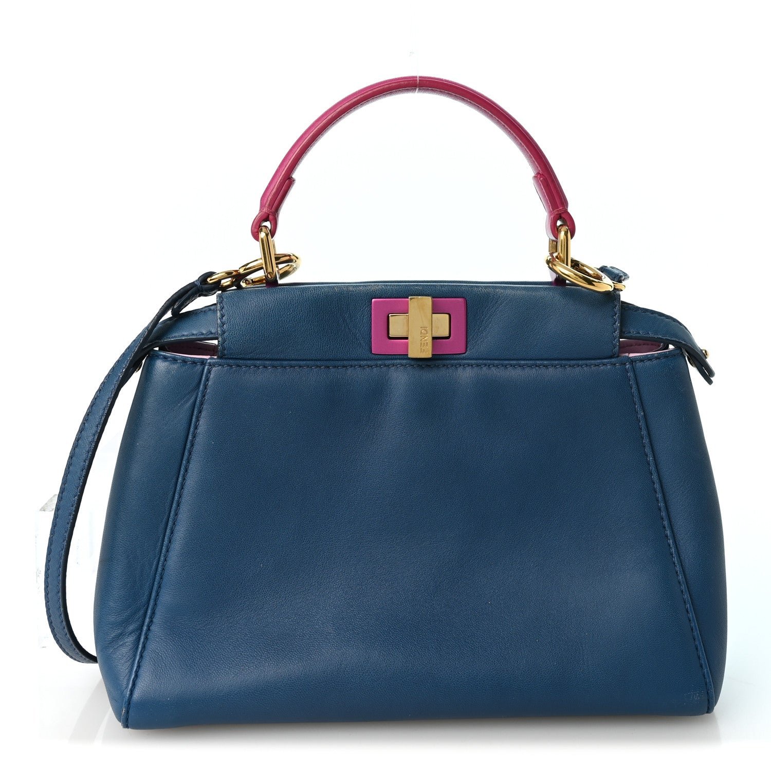 Fendi Nappa Colorblock Mini Peekaboo Iconic Satchel Iris Magenta Bubblegum