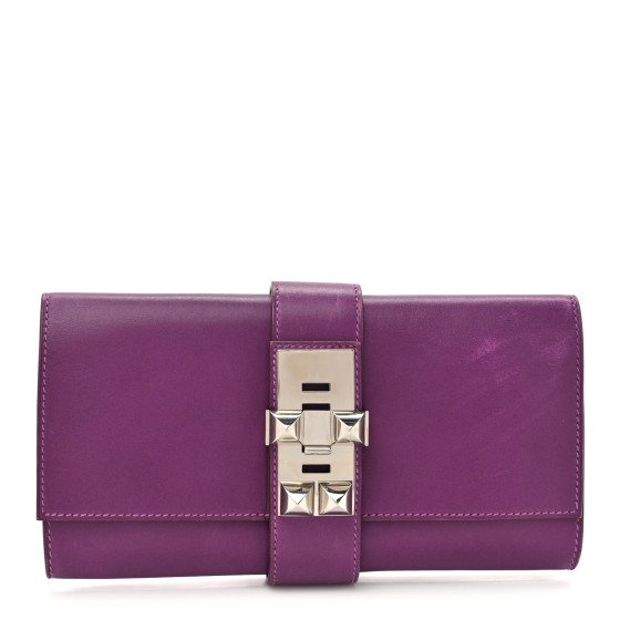 Hermes Tadelakt Medor 23 Clutch Violet