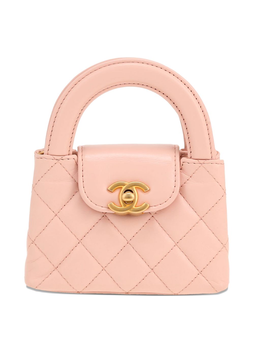 quilted leather micro shopping tote bag