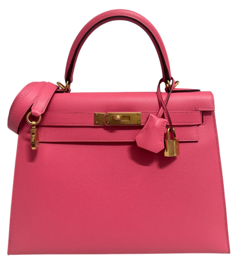 Hermes Rose Azalee Epsom Sellier Kelly 28 Gold Hardware, 2019