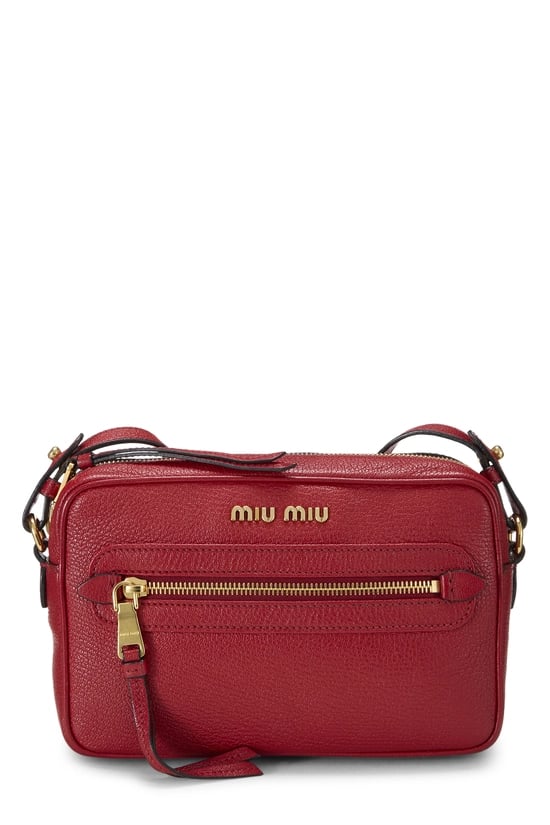 Miu Miu Red Grained Leather Camera Bag