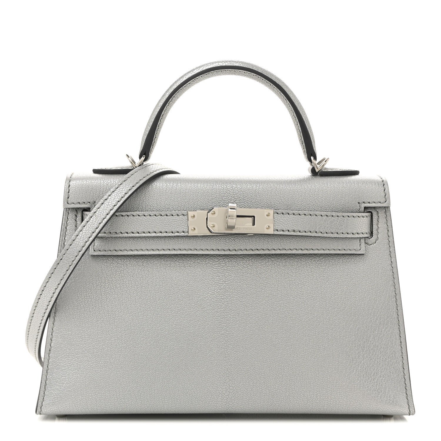Hermes Hermes Metallic Chevre Chamkilight Mini Kelly Sellier 20 Argent