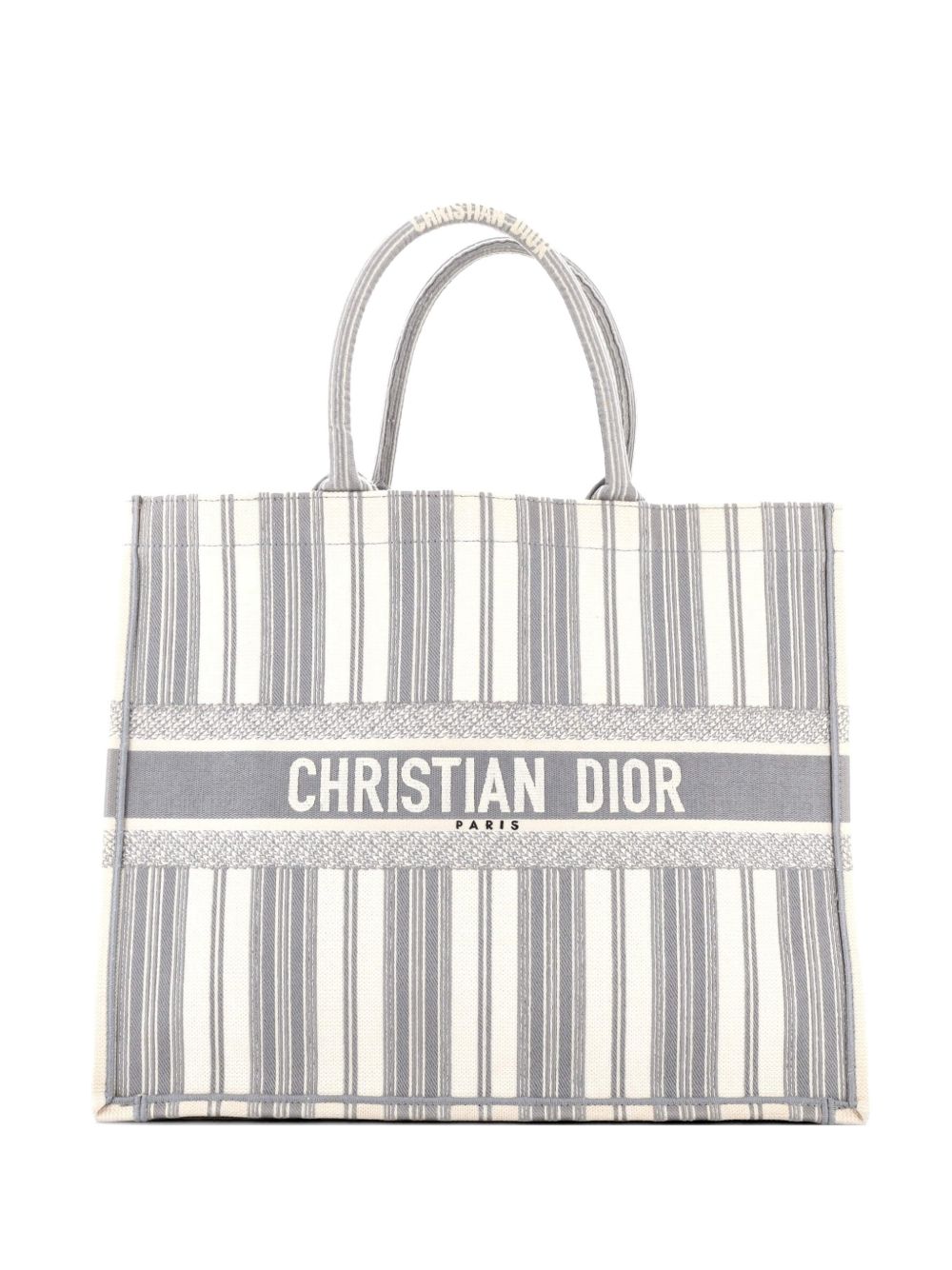 Book Bayadere Stripe Embroidered Canvas Large tote bag