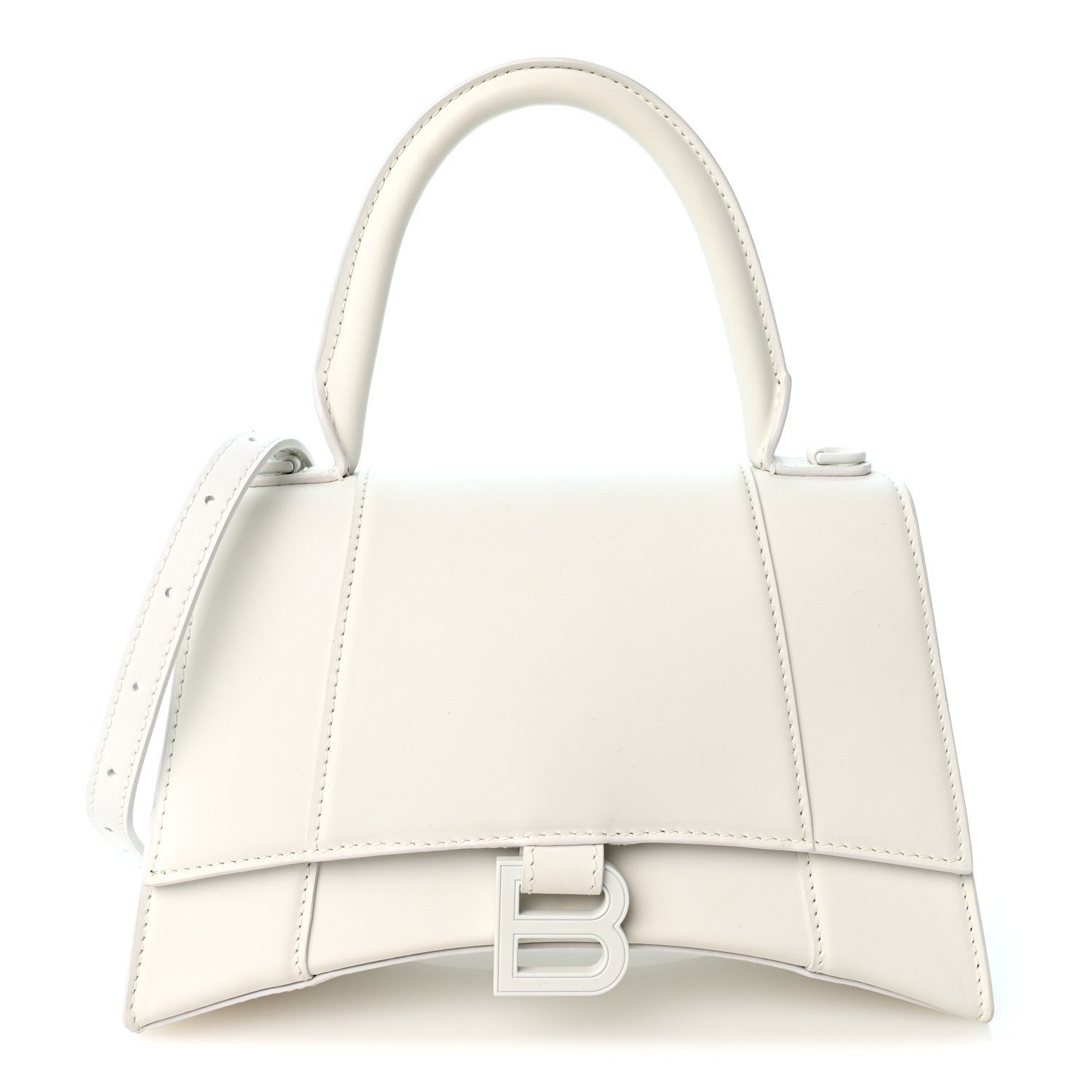 Balenciaga Matte Gummy Calfskin Small Hourglass Top Handle Bag Optic White