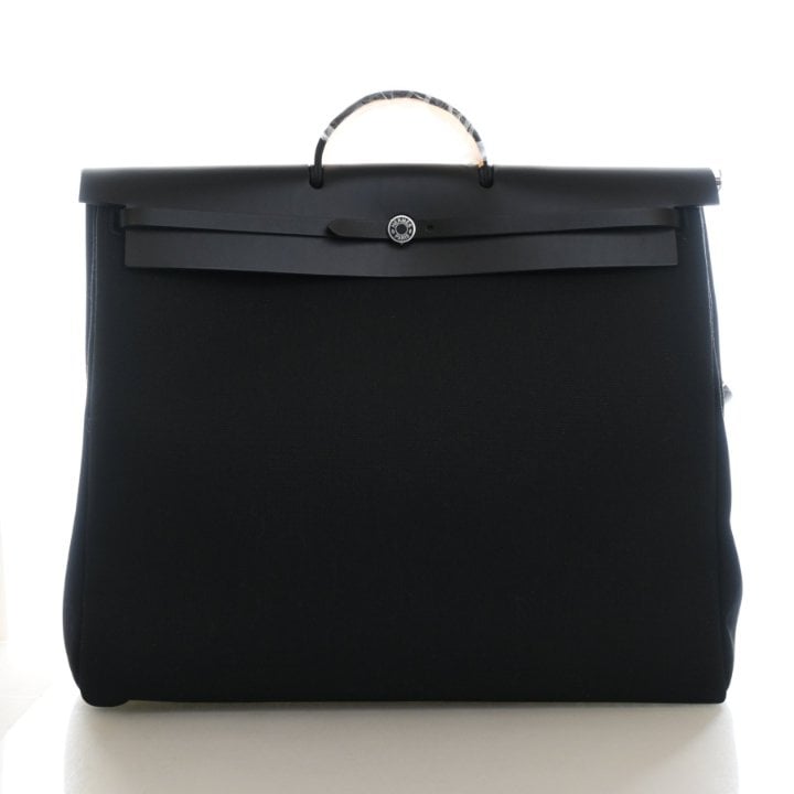 Hermes Noir H Toile Herbag Two Way 50