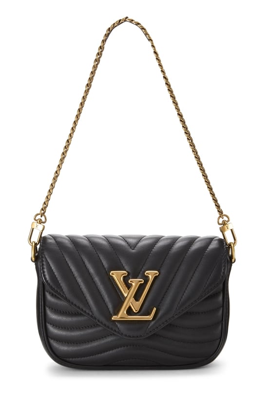 Black Calfskin Patches New Wave Shoulder Bag
