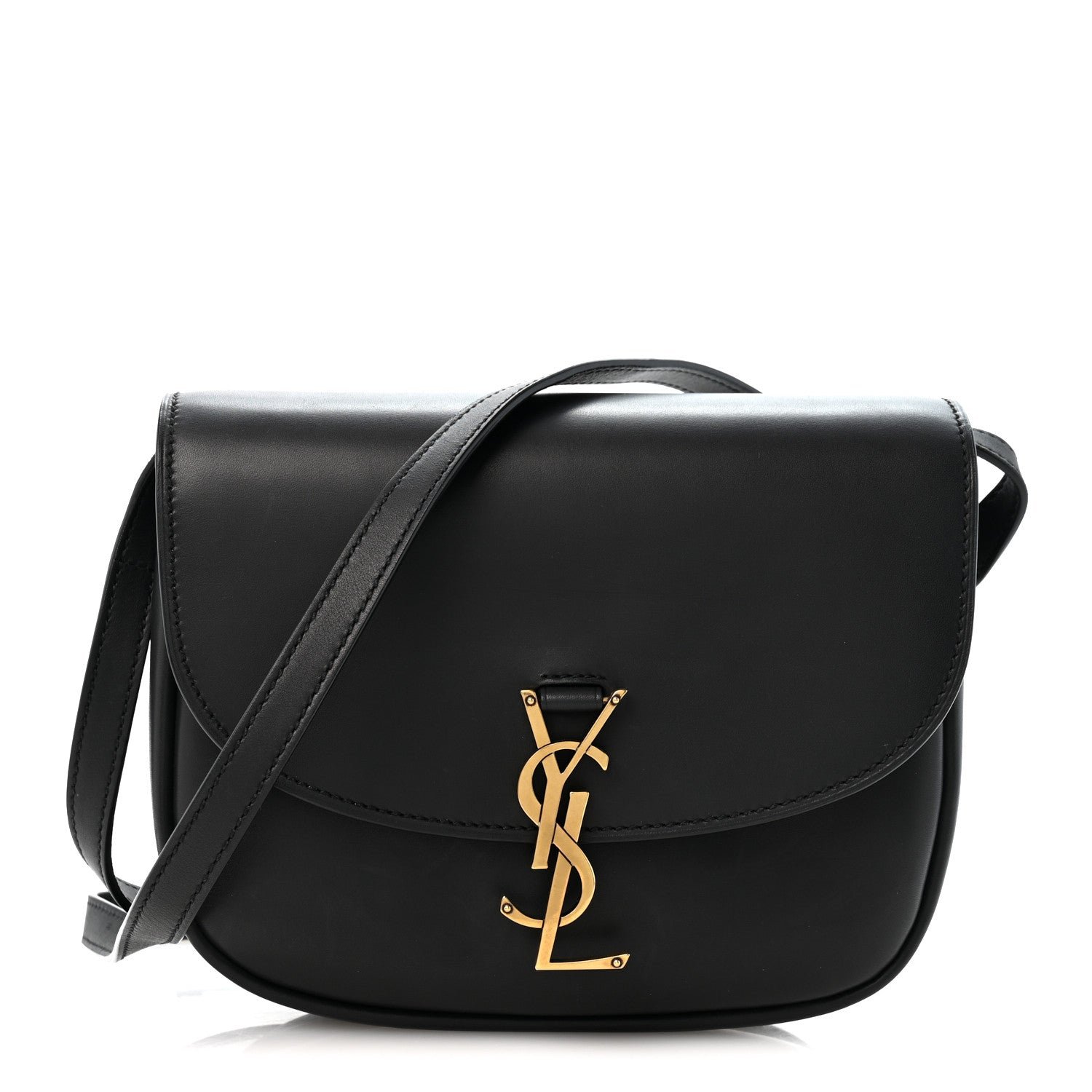 Saint Laurent Smooth Calfskin Monogram Medium Kaia Satchel Black