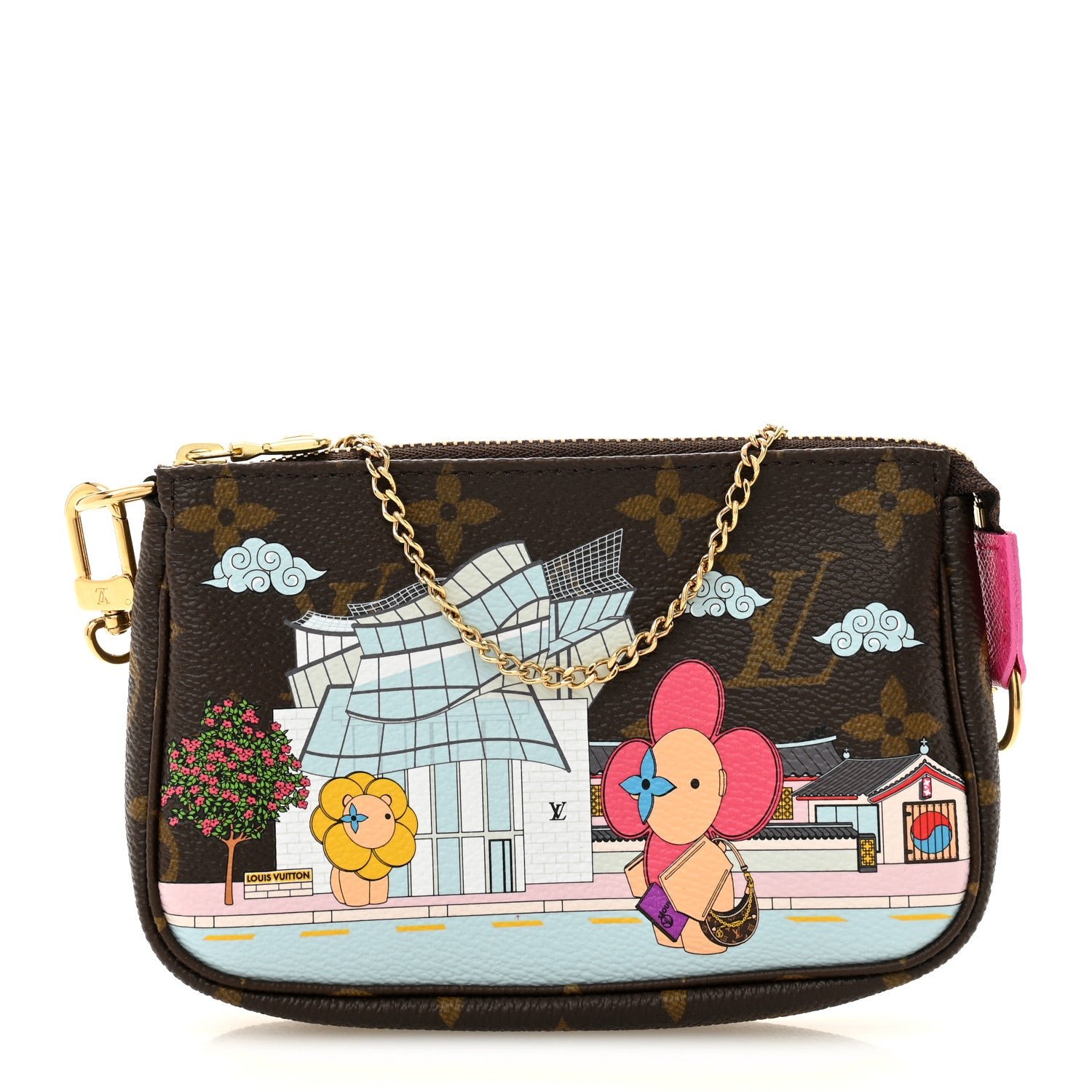 Louis Vuitton Monogram 2022 Christmas Animation Seoul Mini Pochette Accessories Fuchsia