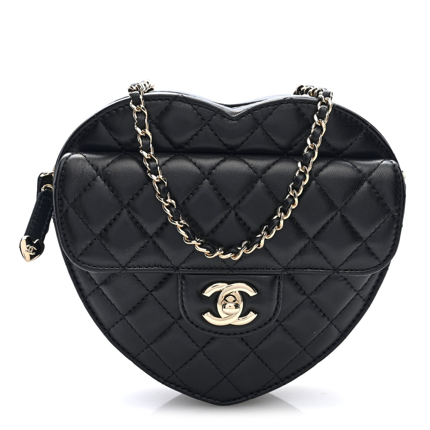 Chanel Lambskin Quilted CC In Love Heart Bag Black