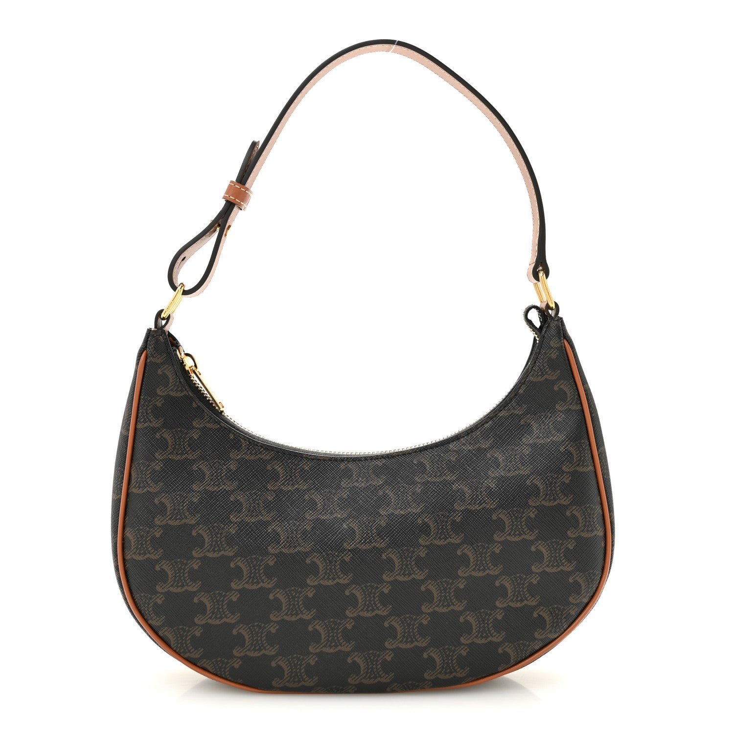 Celine Triomphe Canvas Calfskin Ava Shoulder Bag Tan