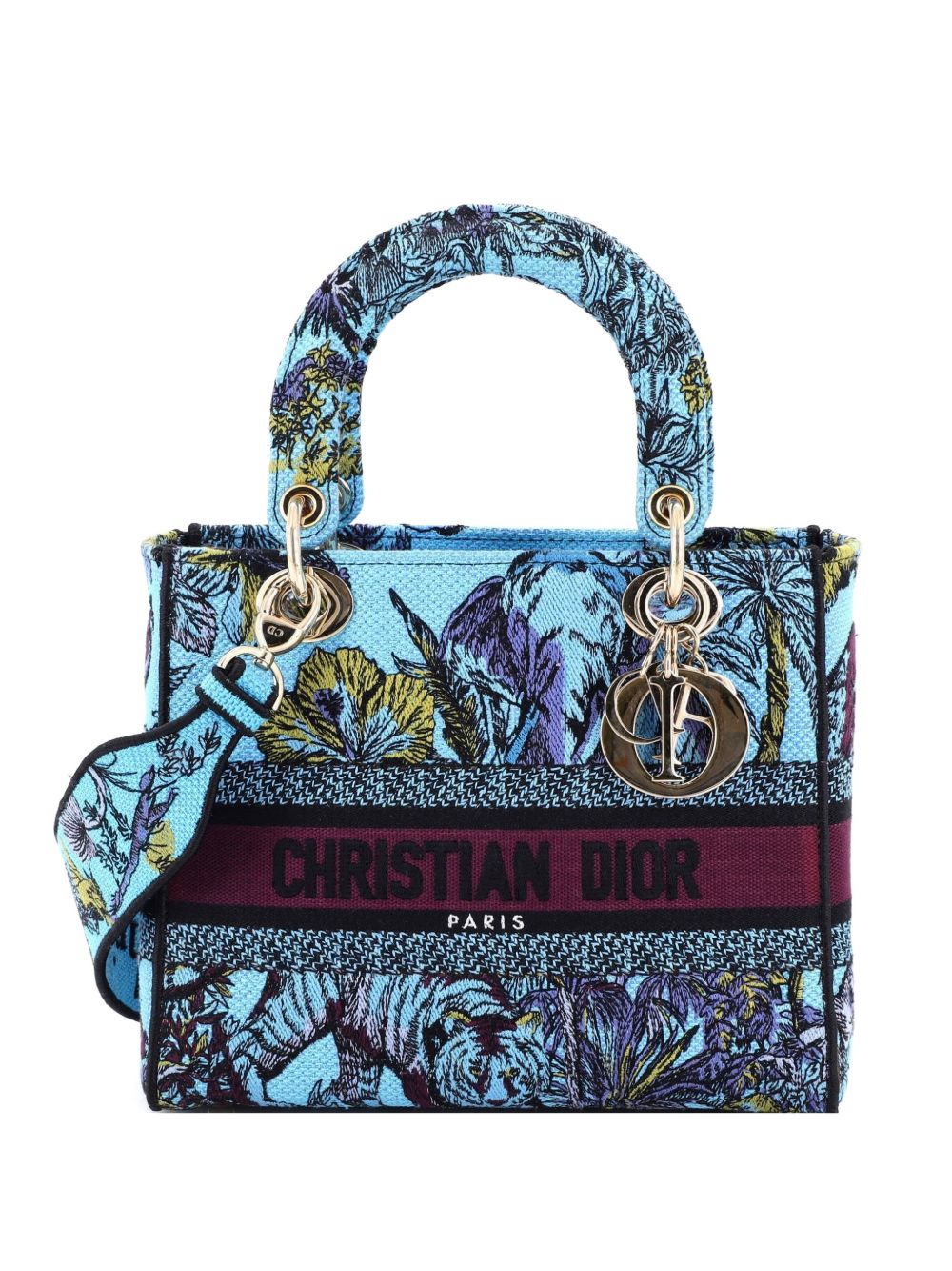 Lady D-Lite Bag Embroidered Canvas Medium satchel