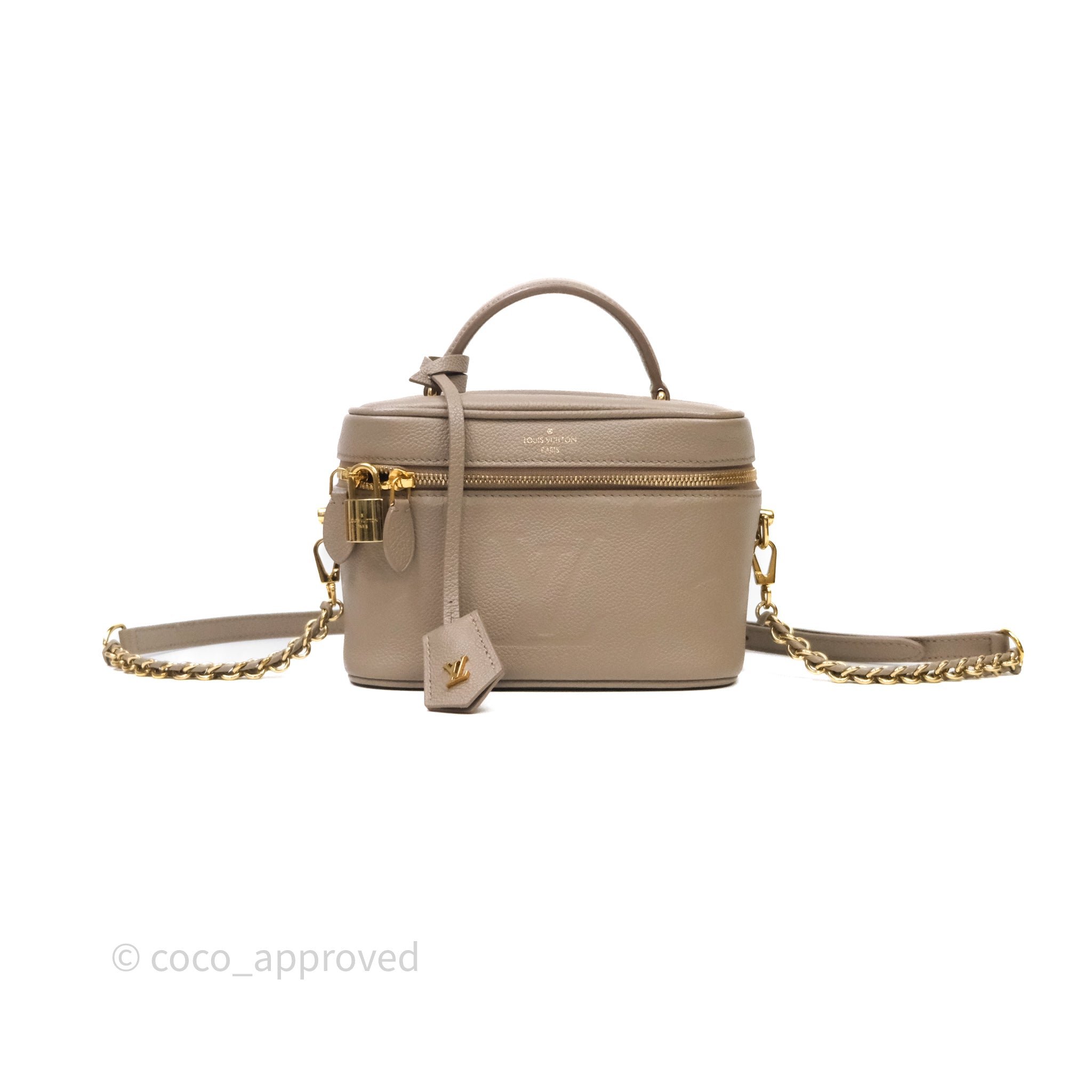 Louis Vuitton Monogram Empreinte Tourterelle Vanity PM Beige Gold Hardware
