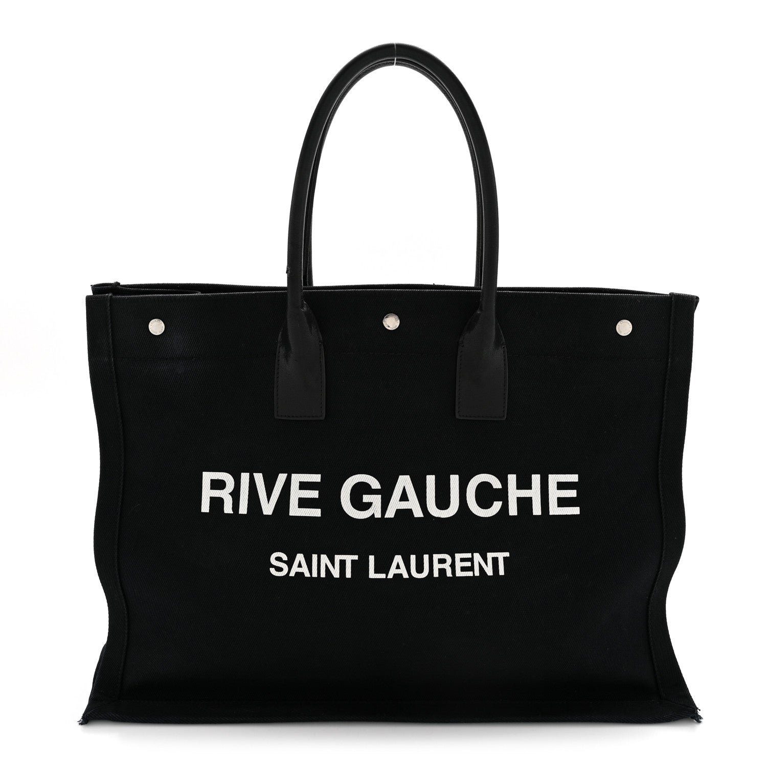 Saint Laurent Saint Laurent Linen Calfskin Rive Gauche Tote Black