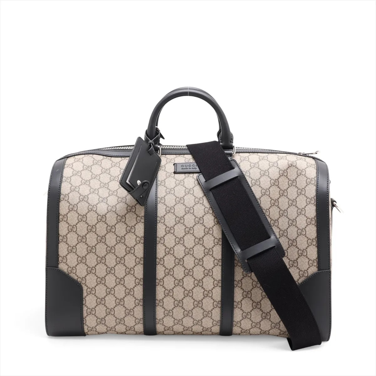 Gucci GG Supreme 779855 PVC & leather 2WAY BOSTON BAG Beige x black outlets