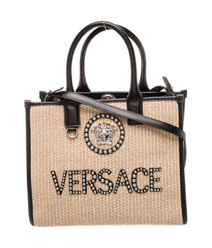 Versace Straw Top Handle Bag