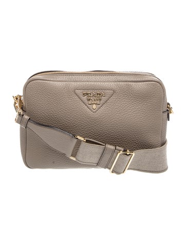 Vitello Daino Leather Neutral Leather Crossbody Camera Bag