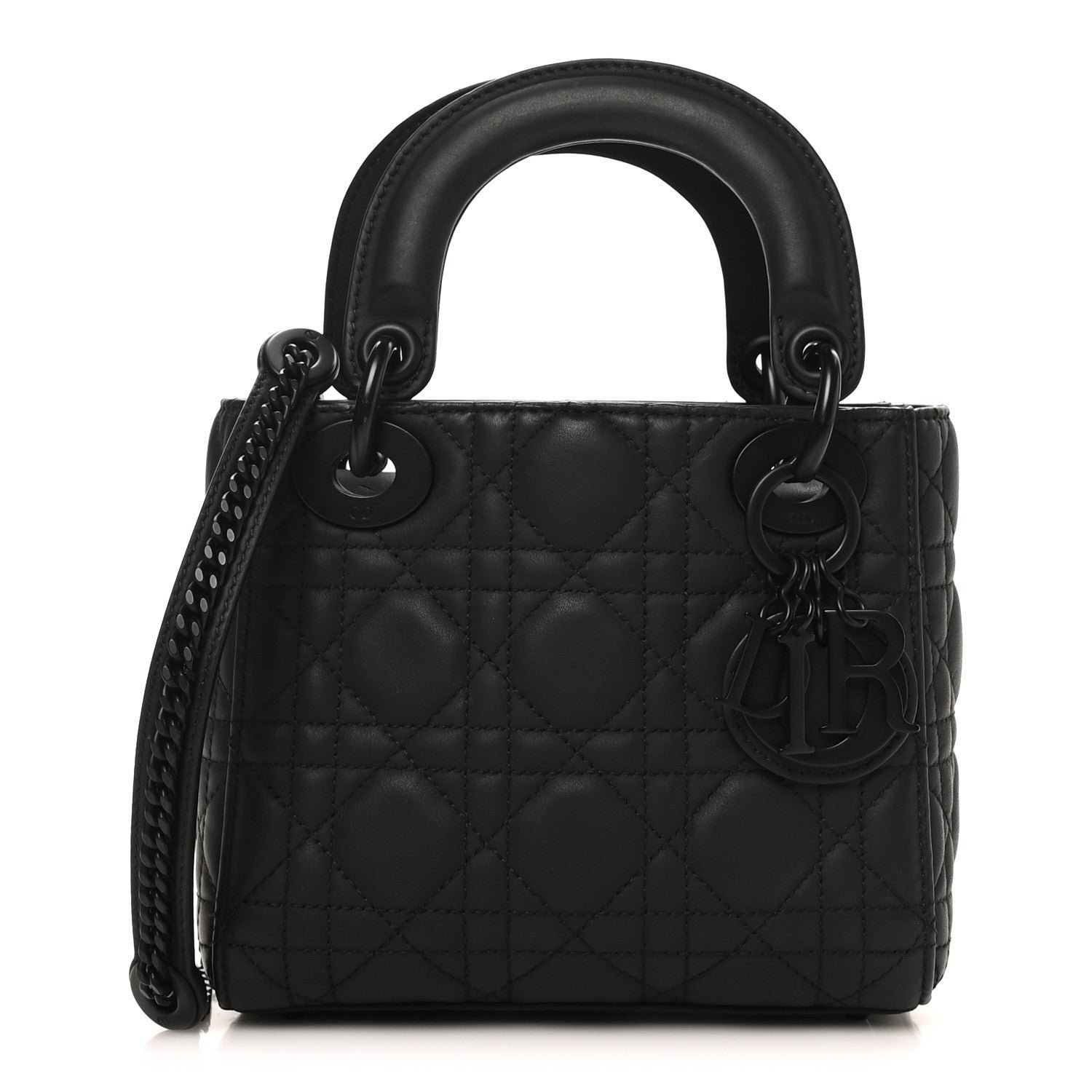 Christian Dior Ultra Matte Calfskin Cannage Mini Lady Dior Black