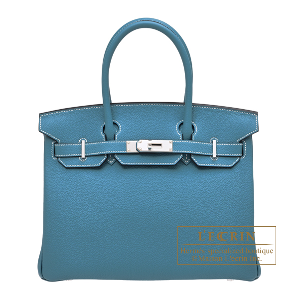 Hermes Hermes Birkin bag 30 New blue jean Togo leather Silver hardware